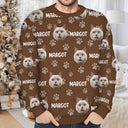 Dog Lovers,Pet Lovers,Cat Lovers,Happy - Custom Photo Funny Pet Face Pattern Dog Cat Family - Personalized Unisex Ugly Sweater