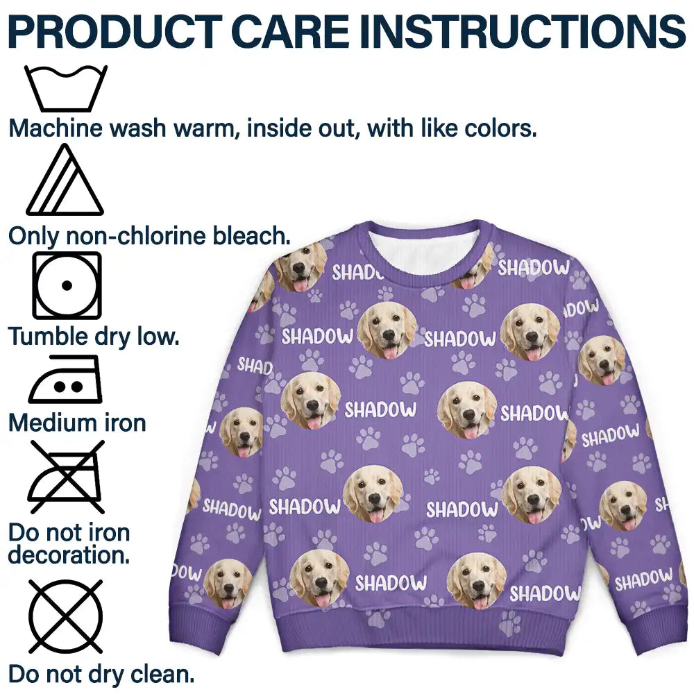Dog Lovers,Pet Lovers,Cat Lovers,Happy - Custom Photo Funny Pet Face Pattern Dog Cat Family - Personalized Unisex Ugly Sweater