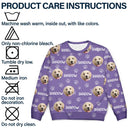Dog Lovers,Pet Lovers,Cat Lovers,Happy - Custom Photo Funny Pet Face Pattern Dog Cat Family - Personalized Unisex Ugly Sweater