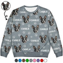 Dog Lovers,Pet Lovers,Cat Lovers,Happy - Custom Photo Funny Pet Face Pattern Dog Cat Family - Personalized Unisex Ugly Sweater