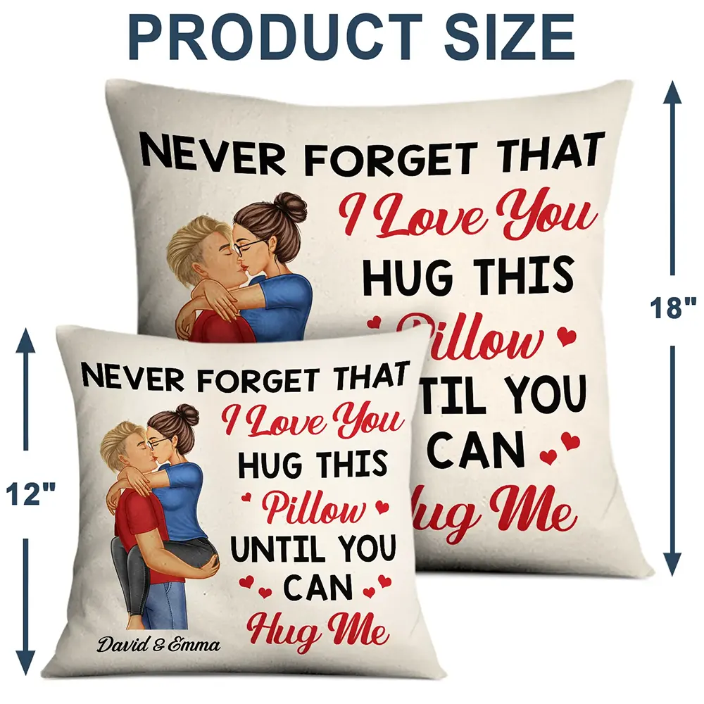 Love,Gift For Couples,Gift For Husband,Gift For Wife,Gift For Boyfriend,Gift For Girlfriend,Anniversary - Hug This Pillow Until You Can Hug Me Couples - Personalized Pillow