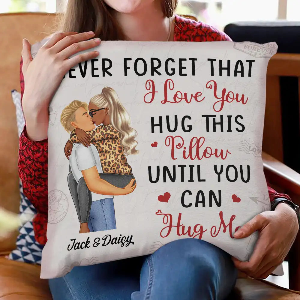 Gift For Couples, Gift For Husband, Gift For Wife, Gift For Boyfriend, Gift For Girlfriend  - Hug This Pillow Until You Can Hug Me Couples Vintage - Personalized Pillow
