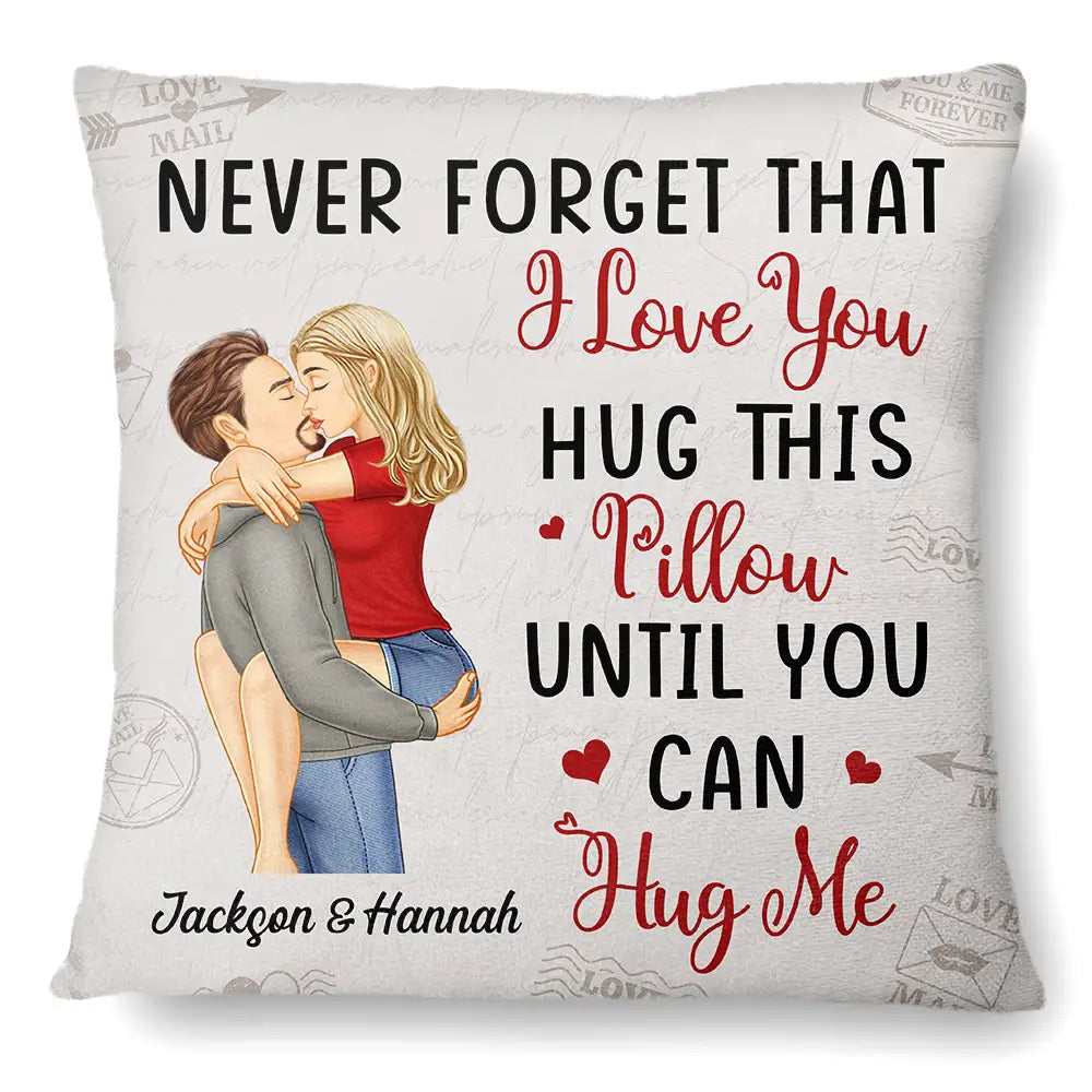 Hug This Pillow Until You Can Hug Me Couples Vintage - Personalized Pillow