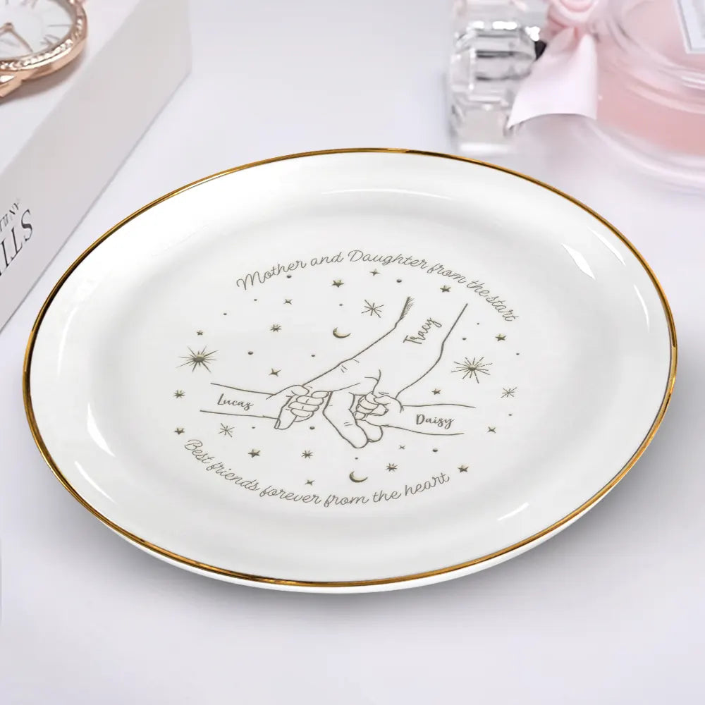 Gift For Mother, Gift For Women, Gift For Yourself, Gift For Grandma - Love You To The Moon And Back Mom Mother - Personalized Round Ring Dish
