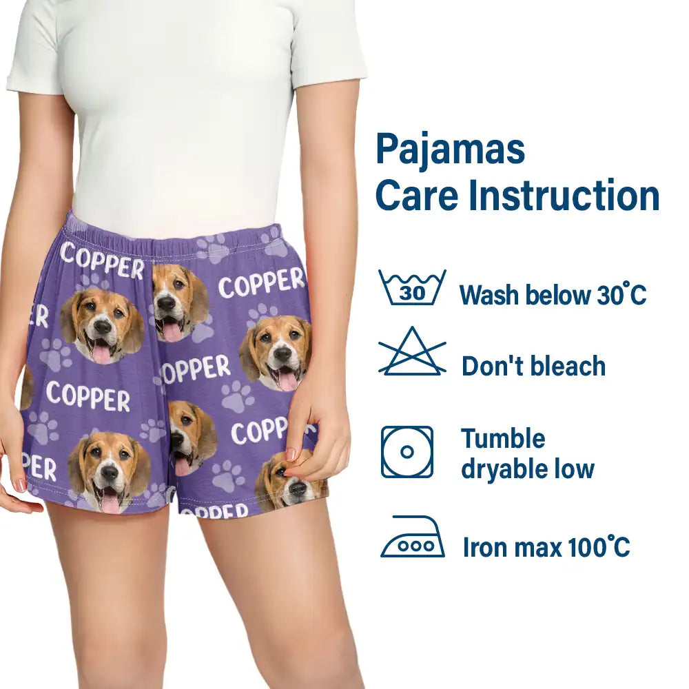 Dog Lovers,Pet Lovers,Cat Lovers,Happy - Custom Photo Funny Pet Face Pattern Dog Cat Family - Personalized Pajama Shorts