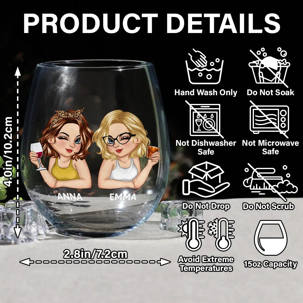 Happy,Gift For Bestie,Gifts For Colleagues - Because Of You I Laugh A Little Harder Besties - Personalized Stemless Wine Glass