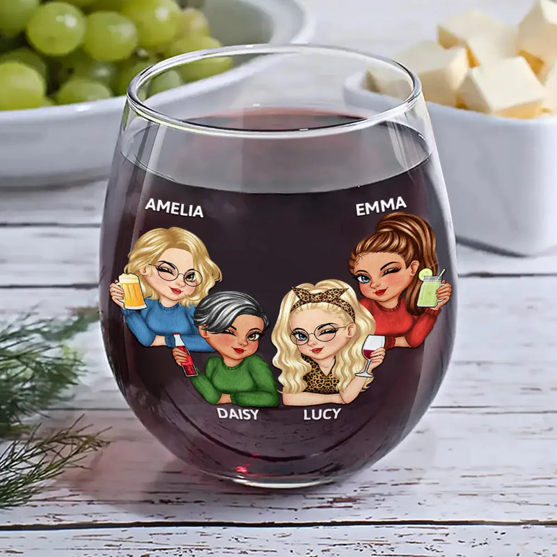 Happy,Gift For Bestie,Gifts For Colleagues - Because Of You I Laugh A Little Harder Besties - Personalized Stemless Wine Glass