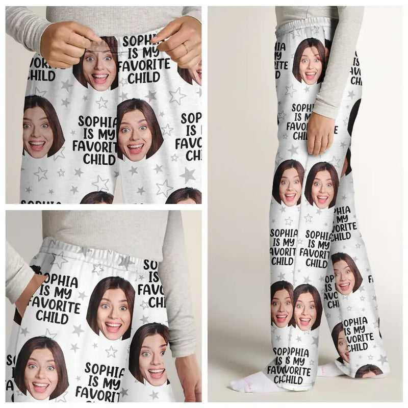 Gift For Mother,Mom - Daughters (Adult),Gift For Grandma,Funny,Gift For Women - Custom Photo My Favorite Child Funny Children Mom Dad - Personalized Pajama Pants