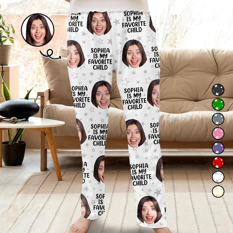 Gift For Mother,Mom - Daughters (Adult),Gift For Grandma,Funny,Gift For Women - Custom Photo My Favorite Child Funny Children Mom Dad - Personalized Pajama Pants