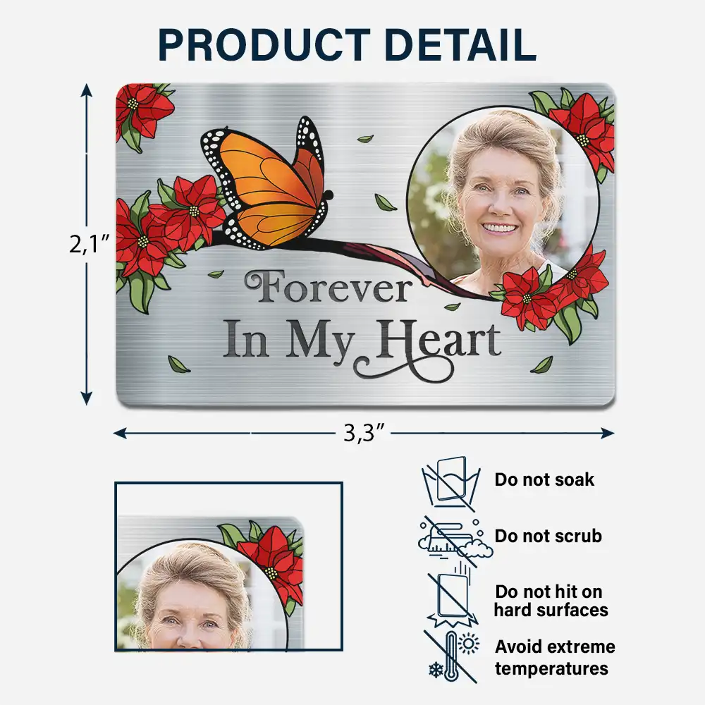 Family, Parents, Gift For Grandparents, Gift For Sibling, Memorial - Custom Photo I'm Always With You Memorial - Personalized Aluminum Wallet Card