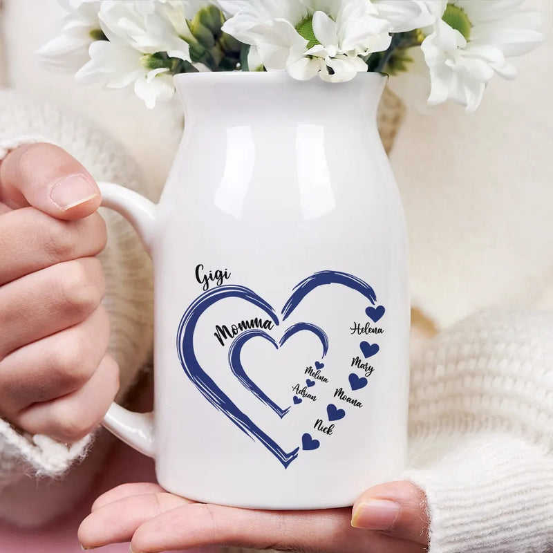 Gift For Grandma, Gift For Mother - Mom Grandma Sweethearts - Personalized Ceramic Flower Vase
