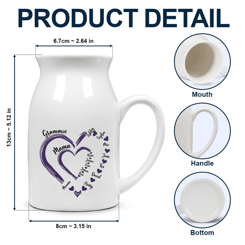 Gift For Grandma, Gift For Mother - Mom Grandma Sweethearts - Personalized Ceramic Flower Vase
