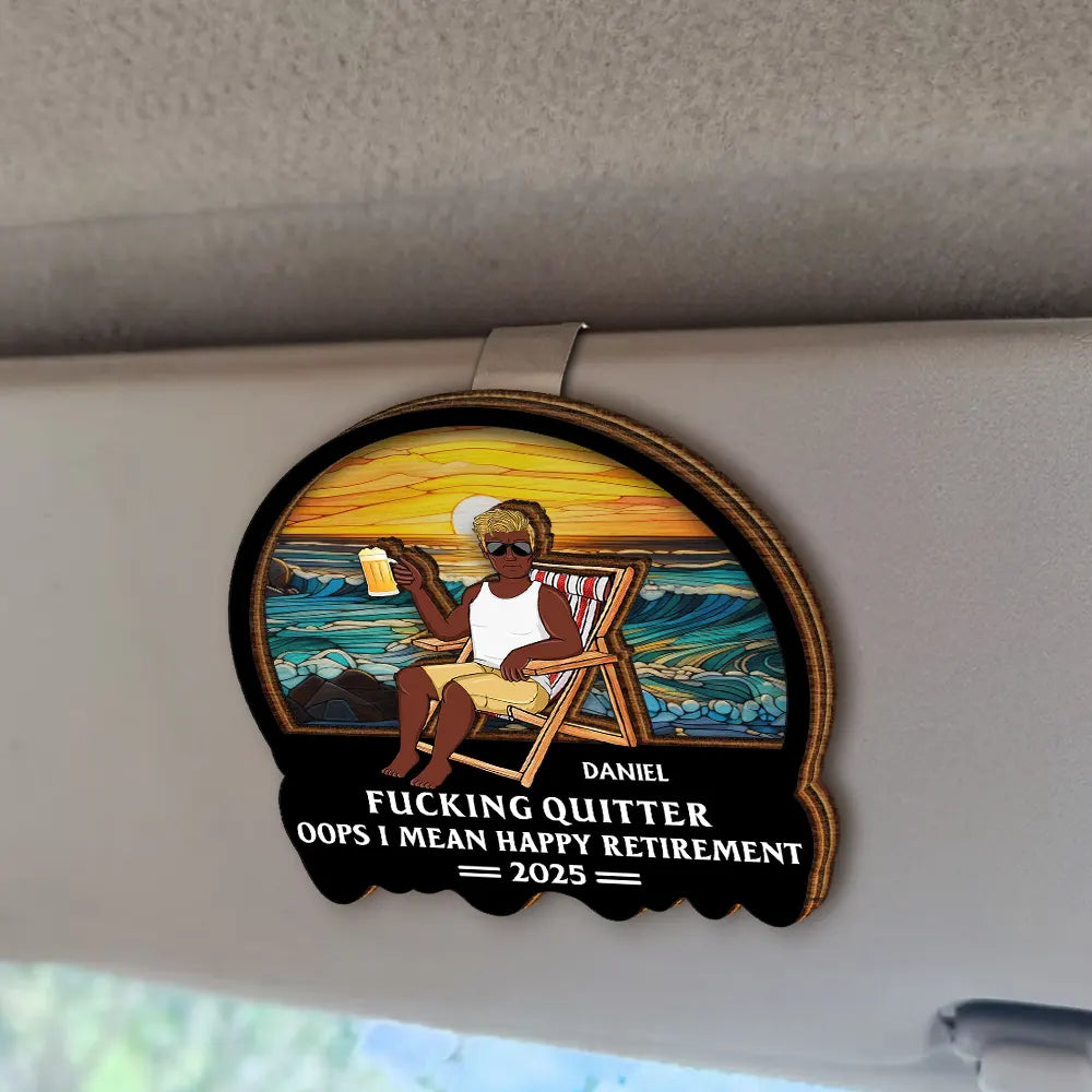 Retirement, Gift For Grandparents, Parents, Gift For Yourself, Gift For Men, Gift For Women, Gifts For Colleagues - Oops I Mean Happy Retirement - Personalized Custom Shaped Car Visor Clip
