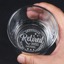 Funny,Retirement,Gift For Yourself,Gift For Women,Gifts For Colleagues,Gift For Grandma - Officially Retired Not My Problem Anymore - Personalized Engraved Whiskey Glass