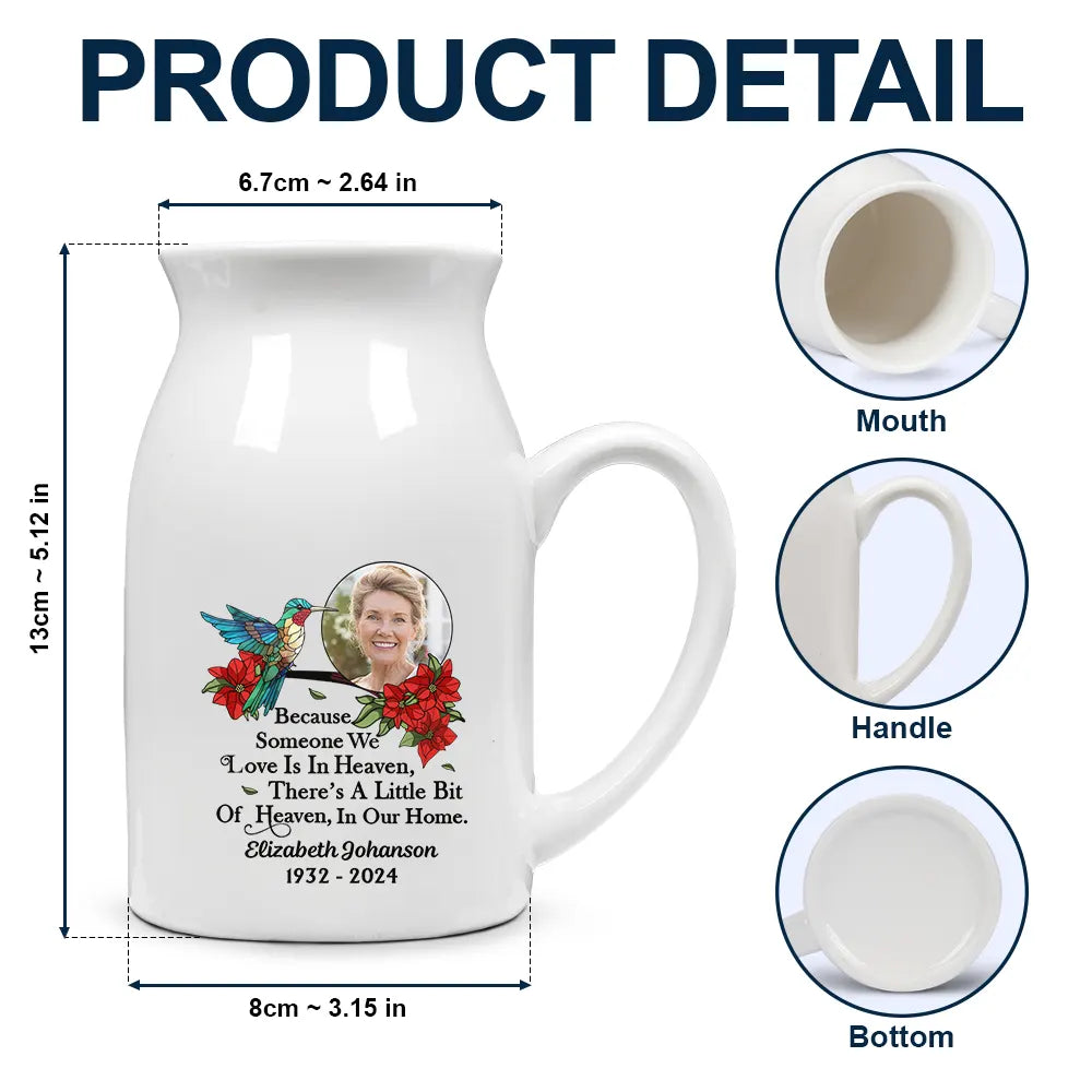 Memorial, Gift For Grandparents, Parents, Gift For Sibling, Family - Custom Photo Memorial Bird I'm Always With You - Personalized Ceramic Flower Vase