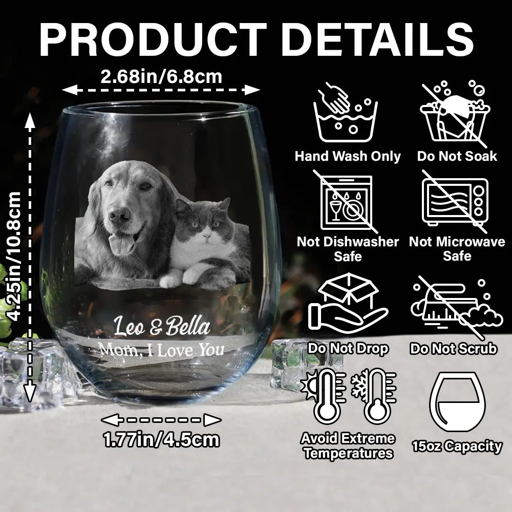 Gift For Couples, Gift For Wife, Gift For Husband, Gift For Boyfriend, Family - Custom Photo Loving Couple Bestie Family Sibling Pet - Personalized Stemless Wine Glass
