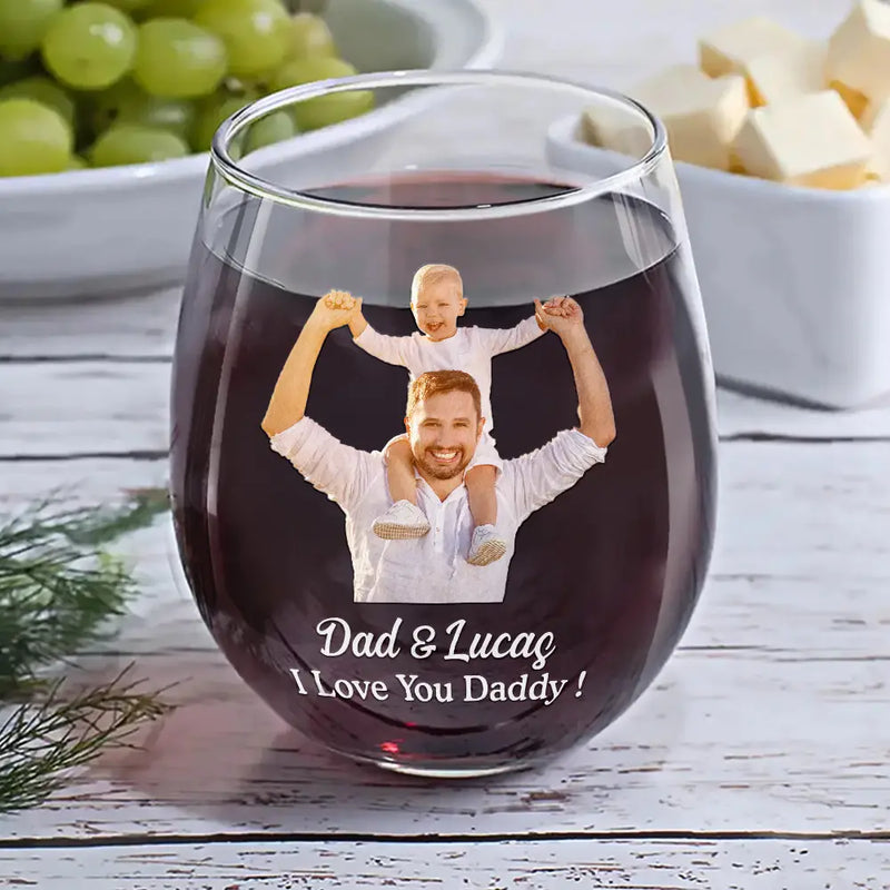 Gift For Couples, Gift For Wife, Gift For Husband, Gift For Boyfriend, Family - Custom Photo Loving Couple Bestie Family Sibling Pet - Personalized Stemless Wine Glass
