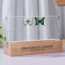 Happy,Gift For Grandma,Gift For Mother,Gift For Wife - Grandma's Garden Birth Butterflies - Personalized Rectangle LED Light