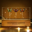 Happy,Gift For Grandma,Gift For Mother,Gift For Wife - Grandma's Garden Birth Butterflies - Personalized Rectangle LED Light