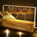 Happy,Gift For Grandma,Gift For Mother,Gift For Wife - Grandma's Garden Birth Butterflies - Personalized Rectangle LED Light