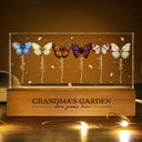 Happy,Gift For Grandma,Gift For Mother,Gift For Wife - Grandma's Garden Birth Butterflies - Personalized Rectangle LED Light
