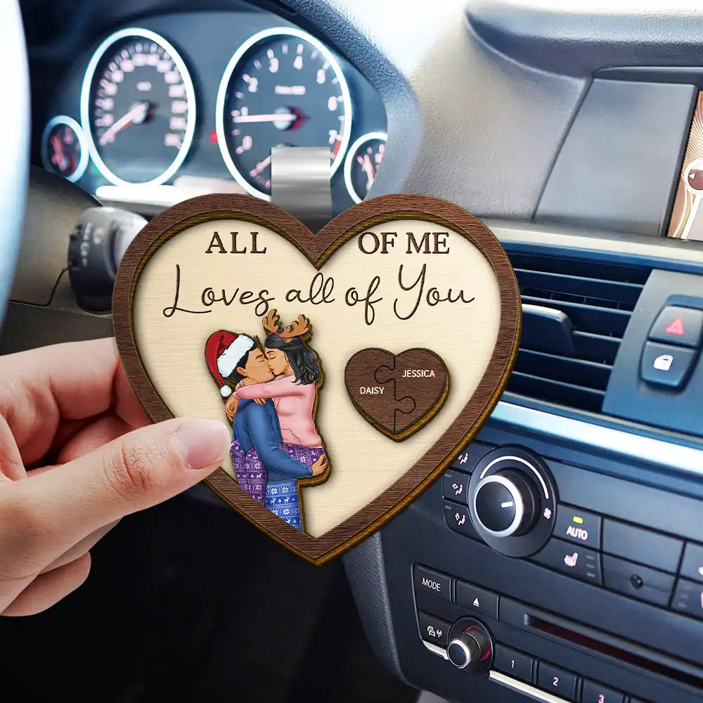 Love,Gift For Couples,Gift For Husband,Gift For Wife,Gift For Boyfriend,Gift For Girlfriend - Drive Safe I Love You Kissing Couples Heart - Personalized Custom Shaped Car Visor Clip