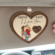 Love,Gift For Couples,Gift For Husband,Gift For Wife,Gift For Boyfriend,Gift For Girlfriend - Drive Safe I Love You Kissing Couples Heart - Personalized Custom Shaped Car Visor Clip