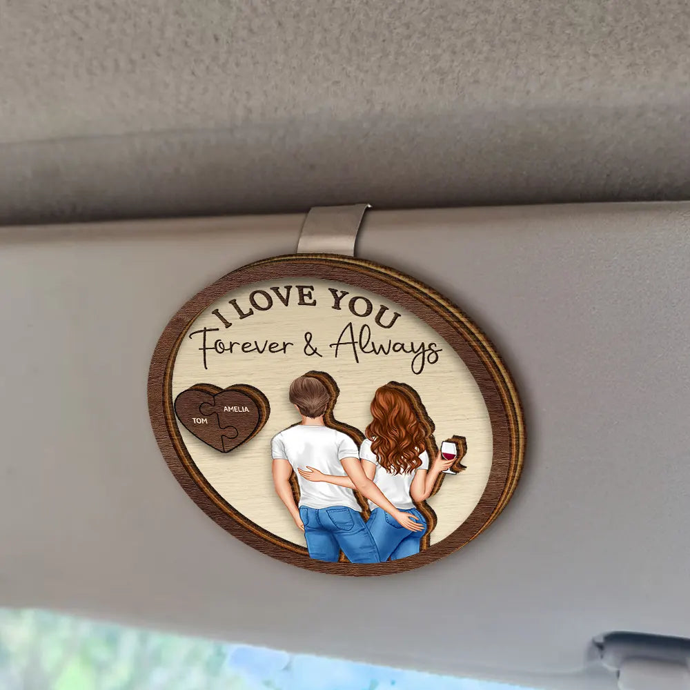 Love,Gift For Couples,Gift For Husband,Gift For Wife,Gift For Boyfriend,Gift For Girlfriend - Drive Safe I Love You Backside Couples - Personalized Custom Shaped Car Visor Clip