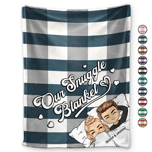 Gift For Couples,Gift For Husband,Gift For Wife,Happy - Couple Chibi Our Snuggle Blanket Cozy Plaid - Personalized Fleece Blanket, Sherpa Blanket
