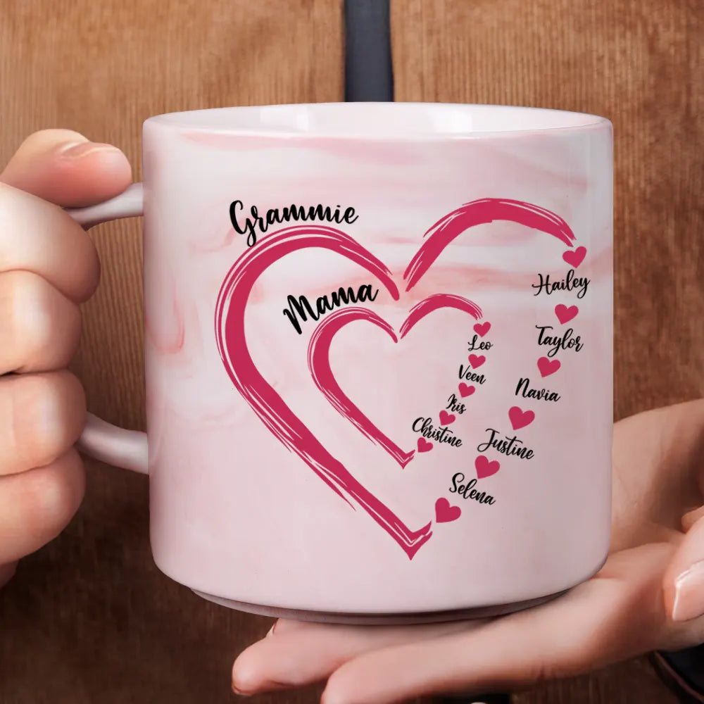 Gift For Grandma, Gift For Mother - Mom Grandma Sweethearts - Personalized Marble Mug
