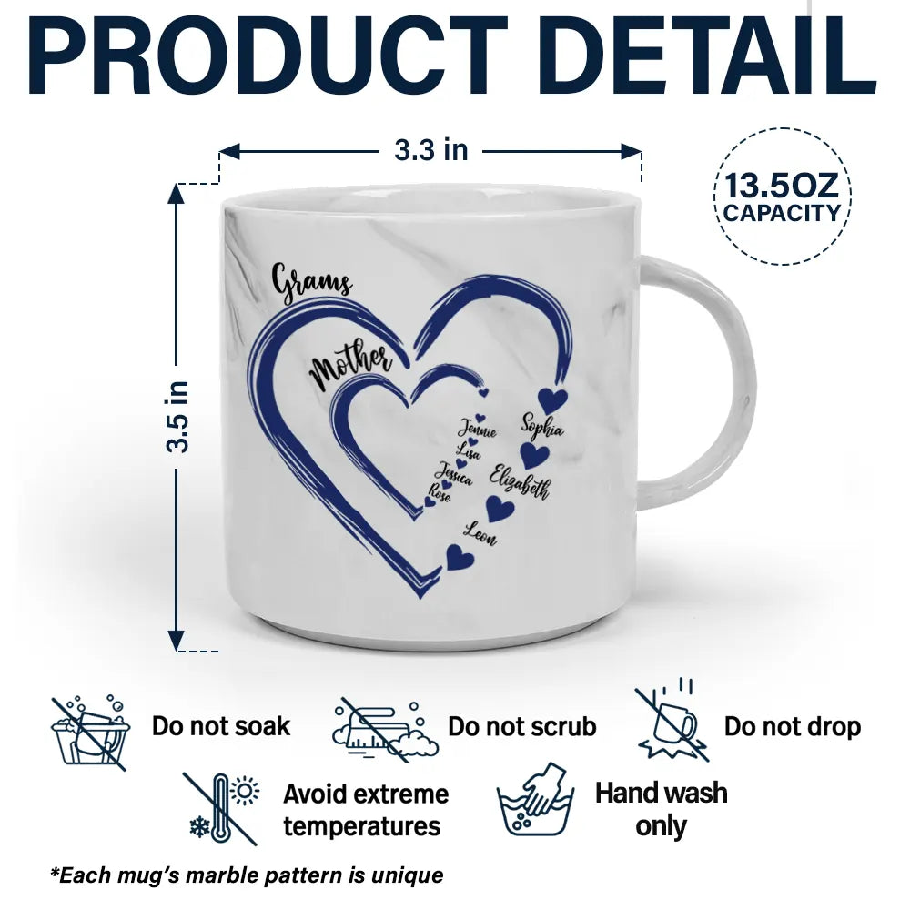 Gift For Grandma, Gift For Mother - Mom Grandma Sweethearts - Personalized Marble Mug
