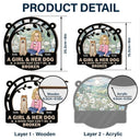 Dog Lovers, Dog Mom - Night Sky A Girl And Her Dog Cartoon Woman With Pet - Personalized Window Hanging Suncatcher Ornament