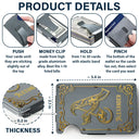 Gift For Men, Gift For Yourself, Gift For Husband - Monogram Vintage Old Letter Custom Name - Personalized Card Wallet With Money Clip