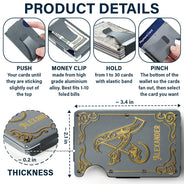 Gift For Men, Gift For Yourself, Gift For Husband - Monogram Vintage Old Letter Custom Name - Personalized Card Wallet With Money Clip