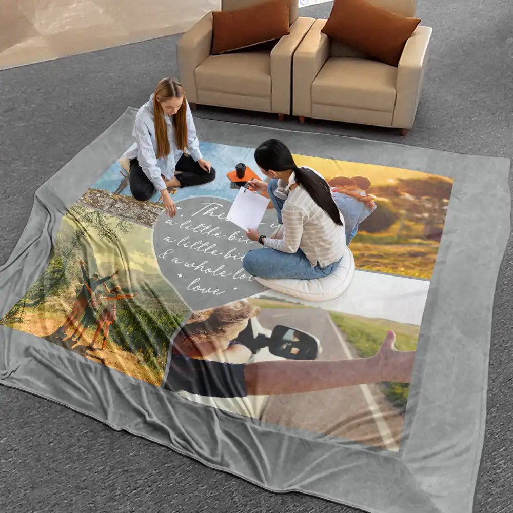 Happy,Family,Parents,Gift For Husband,Gift For Wife - Custom Photo Our Love Story Family Couple - Personalized Oversized Blanket