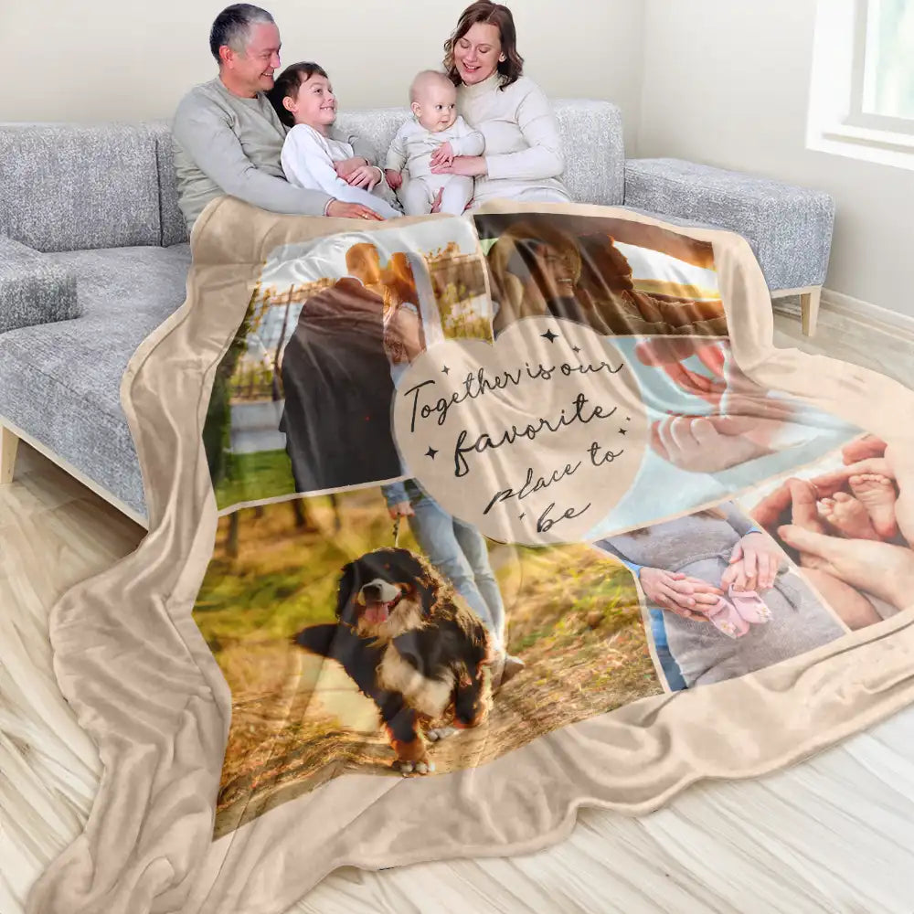 Happy,Family,Parents,Gift For Husband,Gift For Wife - Custom Photo Our Love Story Family Couple - Personalized Oversized Blanket