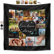 Happy,Family,Parents,Gift For Husband,Gift For Wife - Custom Photo Our Love Story Family Couple - Personalized Oversized Blanket