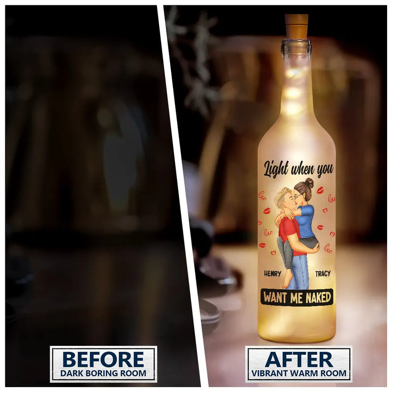 Kissing Couple I Love You Everyday Always Be By Your Side - Personalized Bottle Light