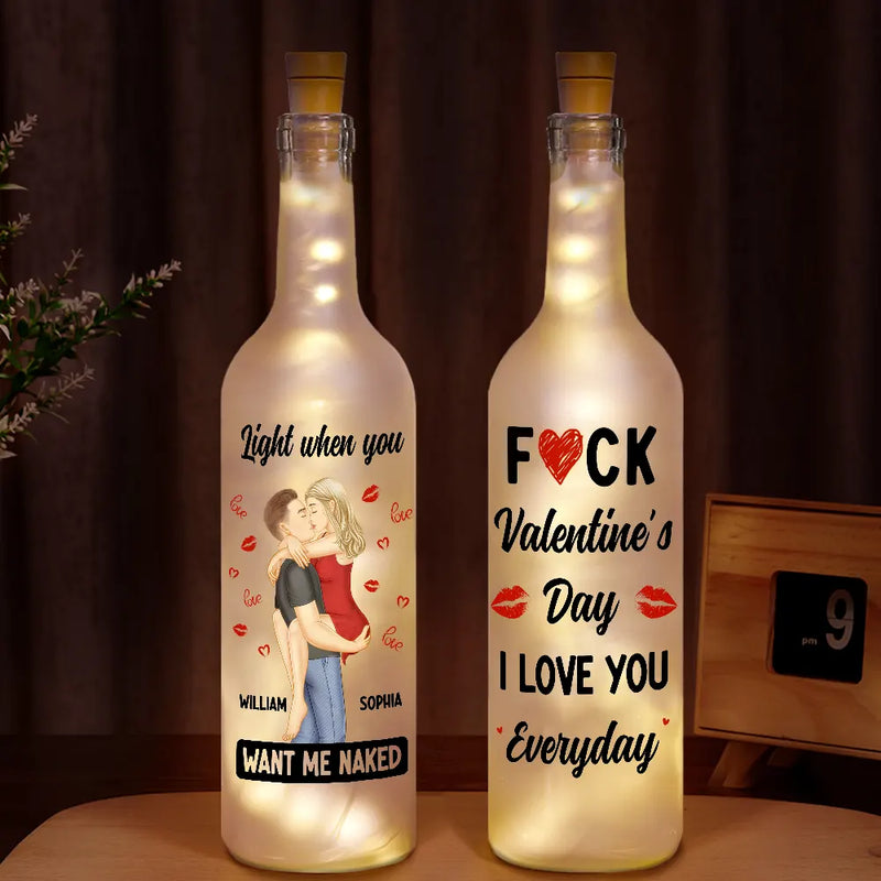 Kissing Couple I Love You Everyday Always Be By Your Side - Personalized Bottle Light