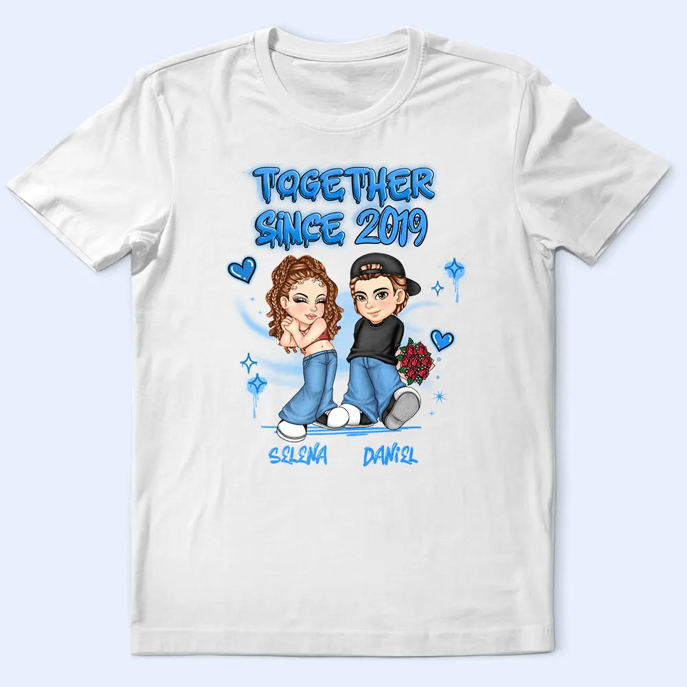 Y2K Cartoon Chibi Couple Together Annoying Each Other Since - Personalized T Shirt