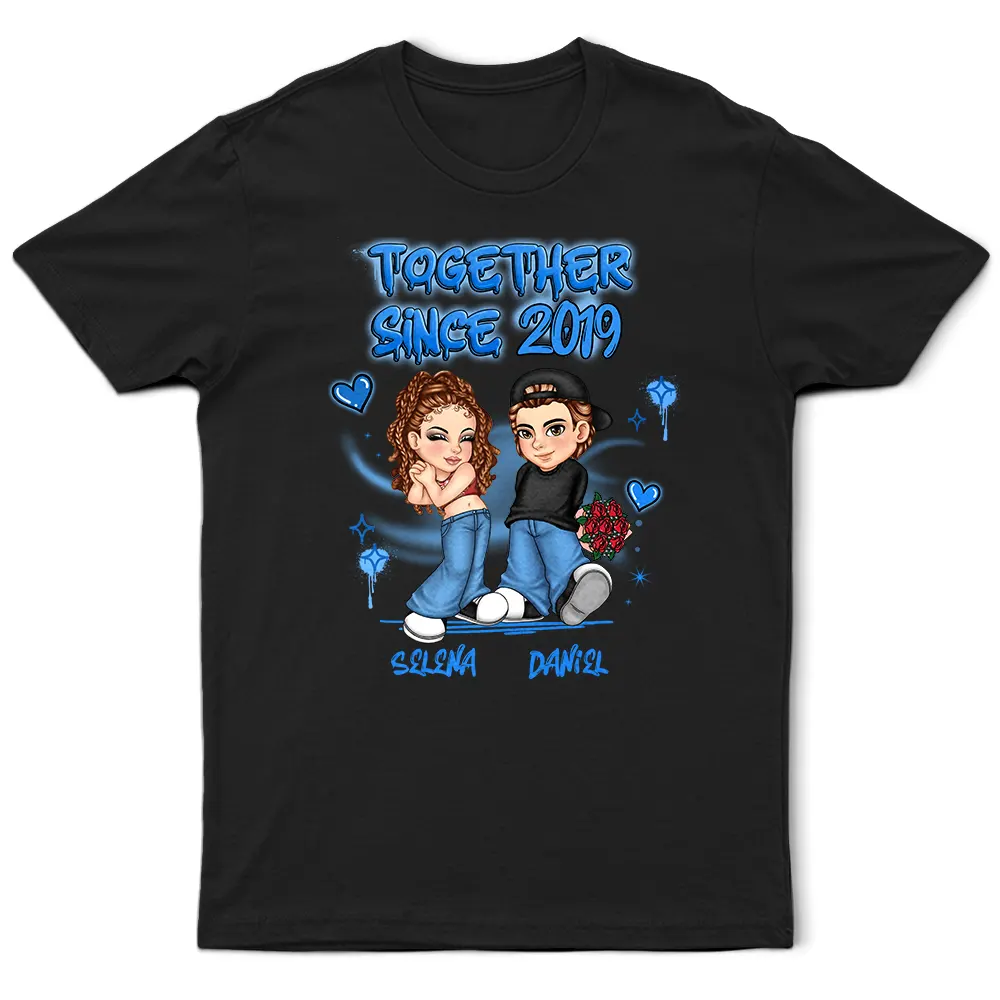 Y2K Cartoon Chibi Couple Together Annoying Each Other Since - Personalized T Shirt