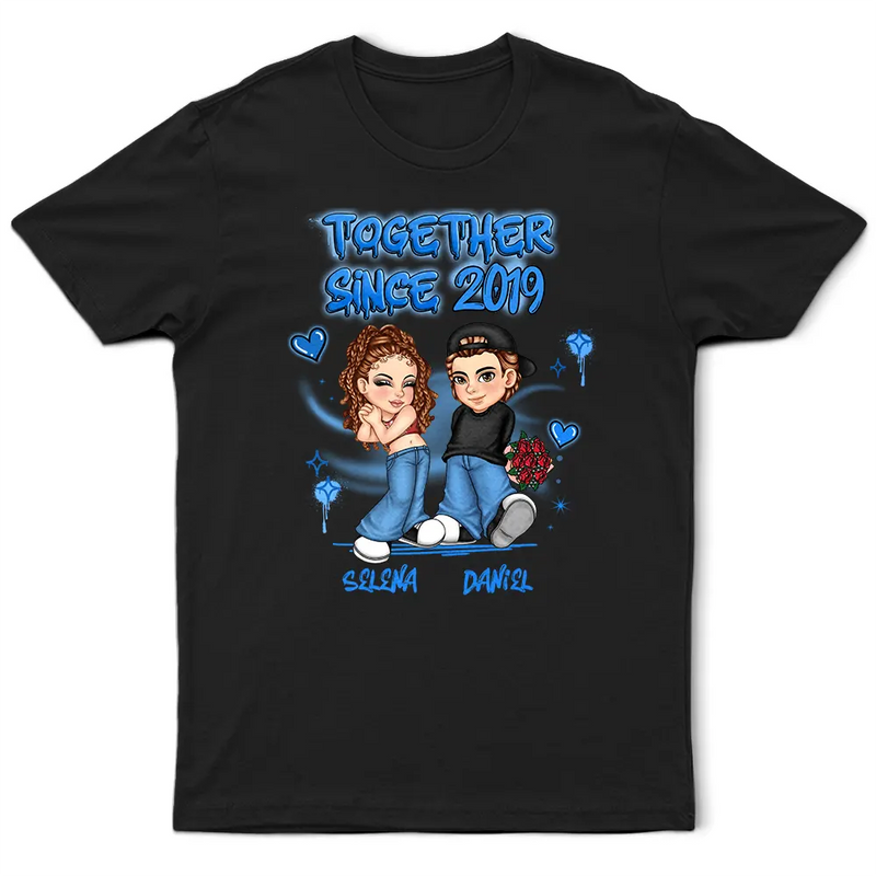 Y2K Cartoon Chibi Couple Together Annoying Each Other Since - Personalized T Shirt