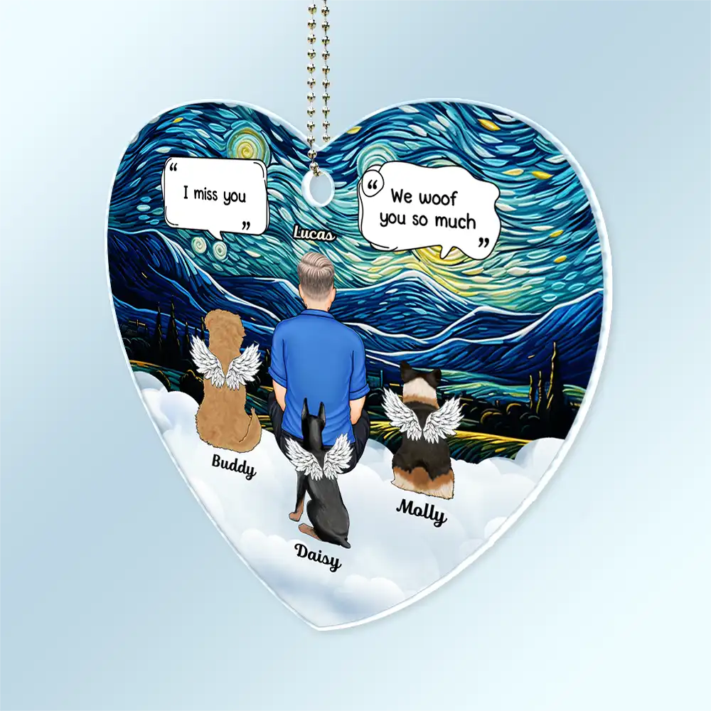 Dog Lovers,Memorial,Pet Lovers,Sad,Dog Mom - I Miss You Memorial Dog Cat - Personalized Acrylic Car Hanger