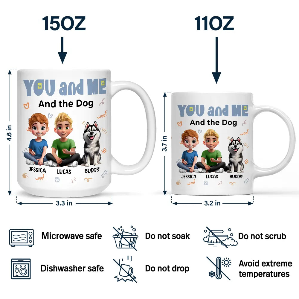 Gift For Couples,Gift For Husband,Gift For Wife,Dog Couple,Pet Couple,Happy - You And Me & The Dogs Sitting Couple - Personalized Mug