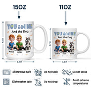 Gift For Couples,Gift For Husband,Gift For Wife,Dog Couple,Pet Couple,Happy - You And Me & The Dogs Sitting Couple - Personalized Mug