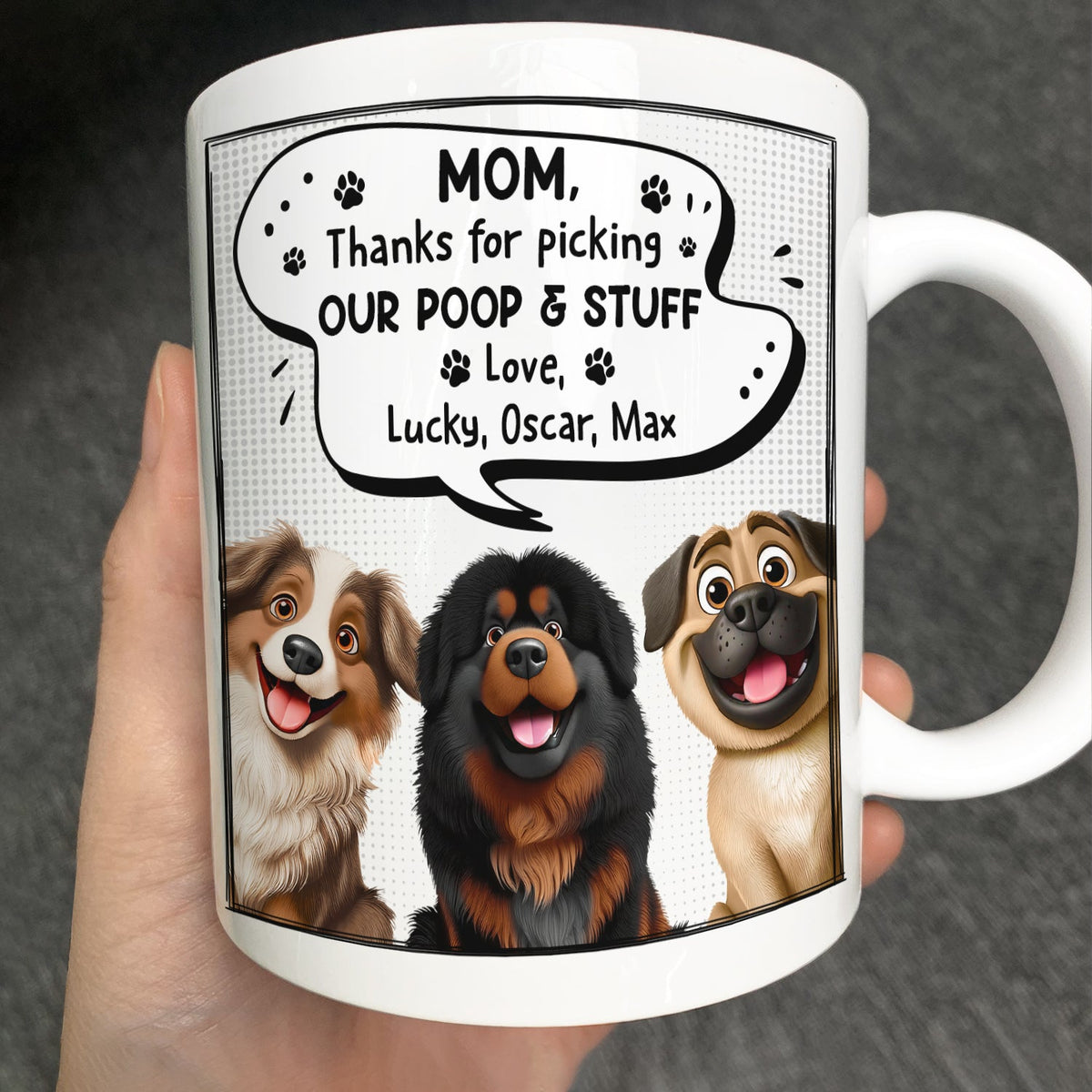Cute 3D Puppy Thanks For Being The Best Dog Mom Ever - Personalized Mug