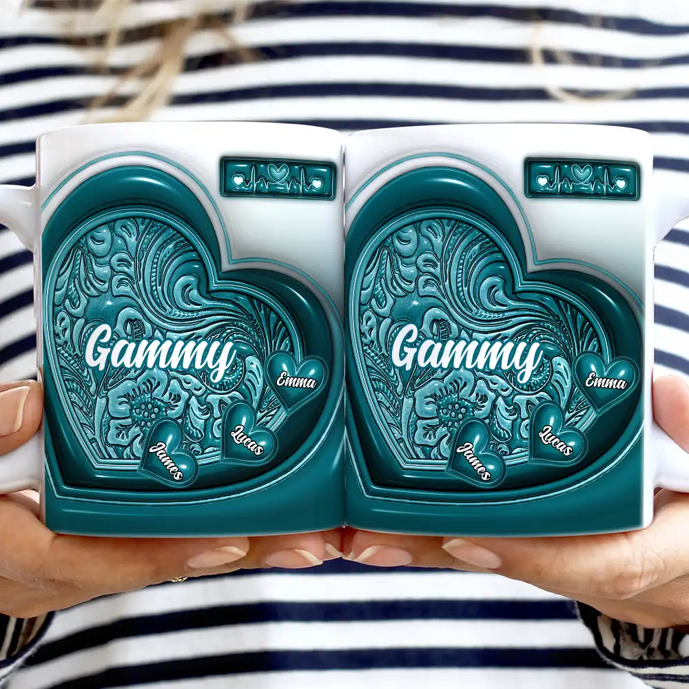 Gift For Grandma,Love - Grandma Little Sweethearts 3D Inflated Effect Printed Mug, Personalized White Edge-to-Edge Mug