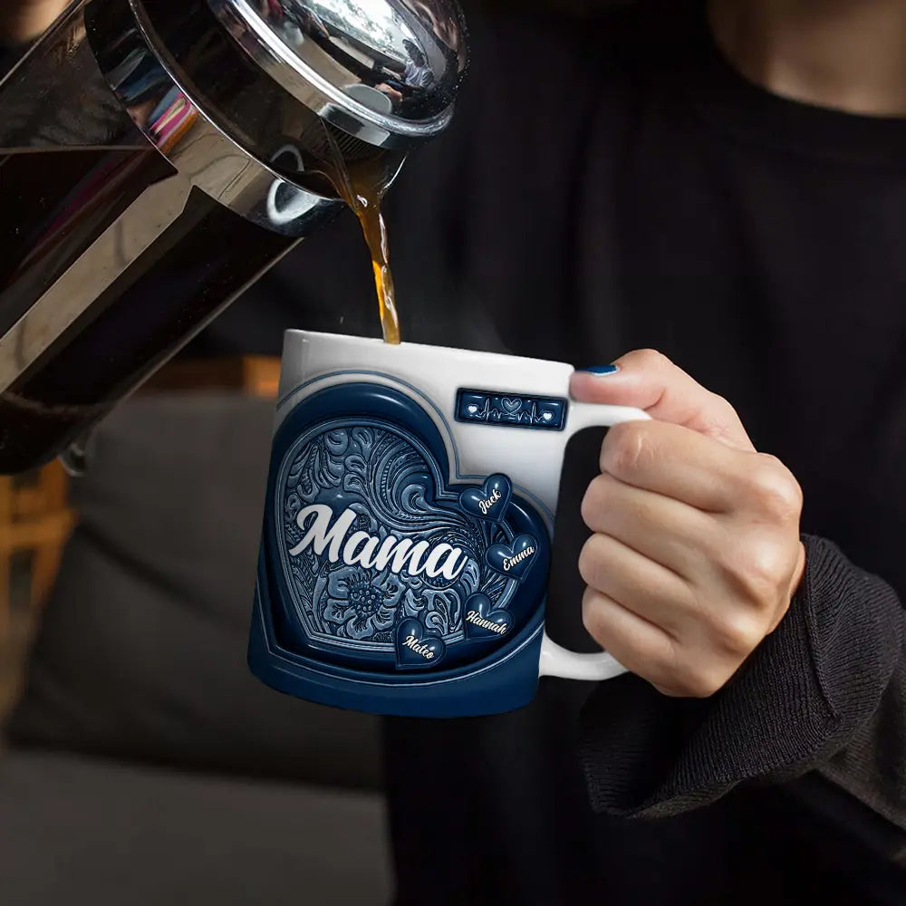 Gift For Grandma,Love - Grandma Little Sweethearts 3D Inflated Effect Printed Mug, Personalized White Edge-to-Edge Mug