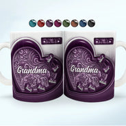 Gift For Grandma,Love - Grandma Little Sweethearts 3D Inflated Effect Printed Mug, Personalized White Edge-to-Edge Mug