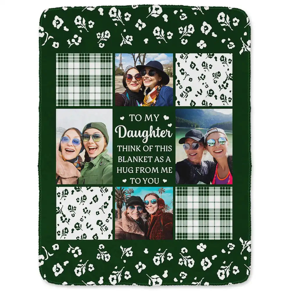 Gift For Mother - Custom Photo To My Mom Think Of This As A Hug From Me To You - Personalized Fleece Blanket, Sherpa Blanket